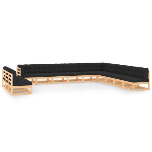 vidaXL 13-delige Loungeset met antracietkleurige kussens, Tuin en Terras, Tuinsets en Loungesets, Loungeset, Nieuw, Verzenden