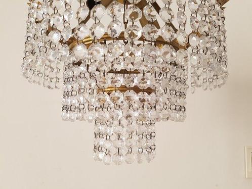 Plafondlamp - Glas, Messing - gelaagde kroonluchter, Antiek en Kunst, Antiek | Verlichting