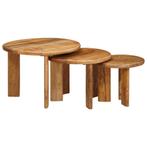 vidaXL Nesting Koffietafels 3 pcs Bruin Massief Mango Hout, Verzenden