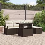 vidaXL Tuinbank Set met kussen met opslag 6 pcs Bruin Poly, Tuin en Terras, Verzenden, Nieuw