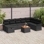 vidaXL Tuinbank Set met kussen met opslag 9 pcs Zwart Poly, Tuin en Terras, Tuinsets en Loungesets, Verzenden, Nieuw