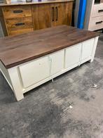 Salontafel landelijk wit + smoke brown (nieuw, outlet)