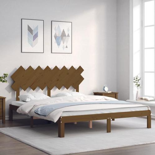 vidaXL Bedframe met hoofdbord hout honingbruin 160x200 cm, Maison & Meubles, Chambre à coucher | Lits, Envoi