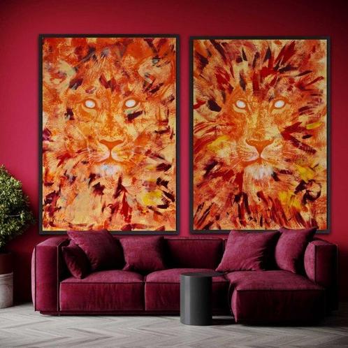 Azi - Sun Guardians Lions XXL, Antiek en Kunst, Kunst | Schilderijen | Modern