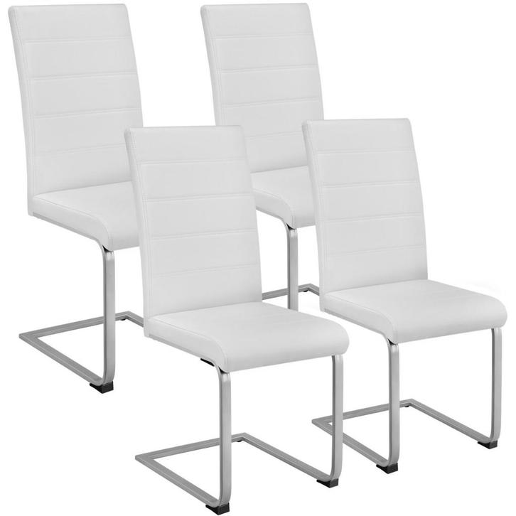 tectake Sledestoelen, kunstleer - wit, Set van 4, Huis en Inrichting, Stoelen, Verzenden