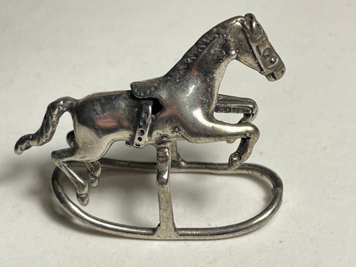 Miniatuur beeldje - Cavallo a dondolo e tromba (2) - .800, Antiek en Kunst, Antiek | Zilver en Goud