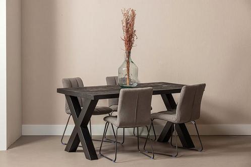 Mangohouten Eettafel Rechthoek Cedric 240x100 cm Zwart (6cm), Huis en Inrichting, Tafels | Eettafels, Nieuw, Verzenden