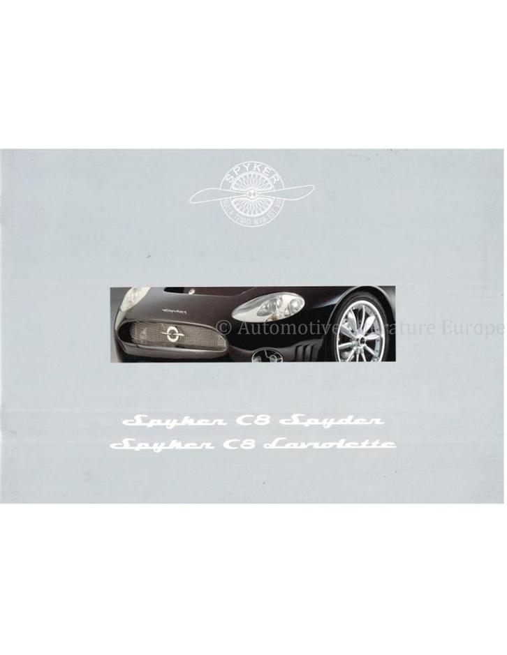 2002 SPYKER CARS C8 BROCHURE ENGELS, Boeken, Auto's | Folders en Tijdschriften