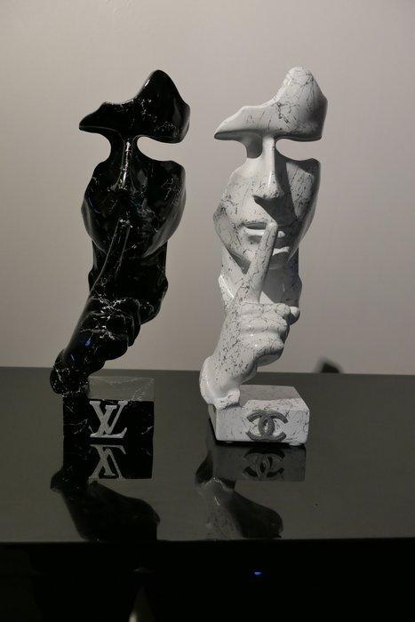 RichART - Lot de 2 sculptures Homme qui dit chut (ou, Antiek en Kunst, Kunst | Designobjecten