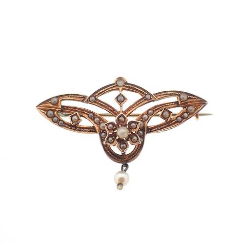 Antiek gouden broche met parels | Victoriaans (vintage), Handtassen en Accessoires, Broches, Overige kleuren, Gebruikt, Met edelsteen