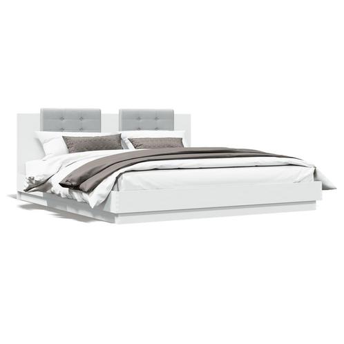 vidaXL Cadre de lit avec tête de lit blanc 160x200cm, Maison & Meubles, Chambre à coucher | Lits, Neuf, Envoi