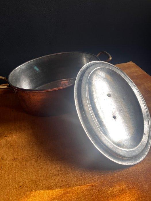 Kookpottenset (2) - Koper, Messing, Tin - Twee pannen van, Antiek en Kunst, Antiek | Keukengerei