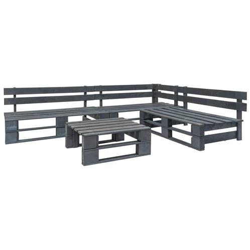 vidaXL 4-delige Loungeset pallet hout grijs, Tuin en Terras, Tuinsets en Loungesets, Loungeset, Nieuw, Verzenden