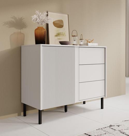 Meubella | Dressoir wit 100cm | Kast met 3 lades, Huis en Inrichting, Kasten | Dressoirs, 25 tot 50 cm, Nieuw, 100 tot 150 cm