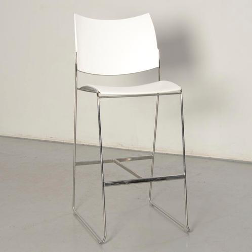 Casala Curvy design barkruk, wit, buisframe onderstel, Huis en Inrichting, Stoelen, Gebruikt, Ophalen of Verzenden