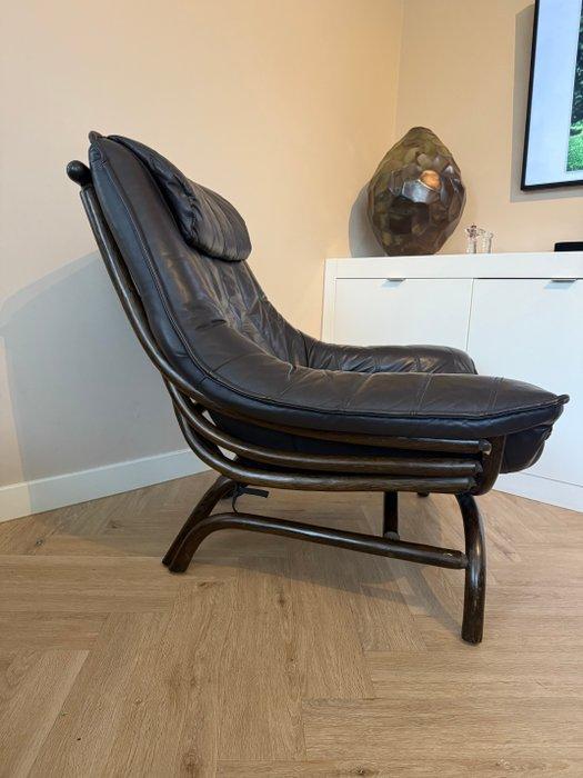 Lounge stoel - Bamboe, Hout, Leder, Rattan, Antiek en Kunst, Kunst | Designobjecten