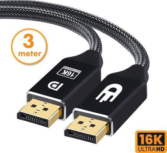 2dekans | Drivv. Displayport Kabel 2.1 - 16K 60Hz 8K 120Hz, Computers en Software, Pc- en Netwerkkabels, Ophalen of Verzenden