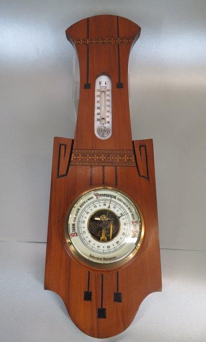 Holosteric Barometer & thermometer - Weerstation - hout,, Antiek en Kunst, Kunst | Designobjecten