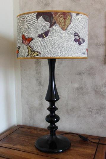 Lamp - met lampenkap met vintage Fornasetti stof - Hout,