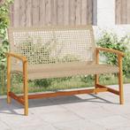vidaXL Tuinbank 112 cm poly rattan en acaciahout beige, Verzenden, Nieuw