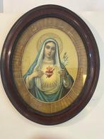 Cadre - Sacré Cœur Marie - 60 cm - Antique - Bois, Papier,