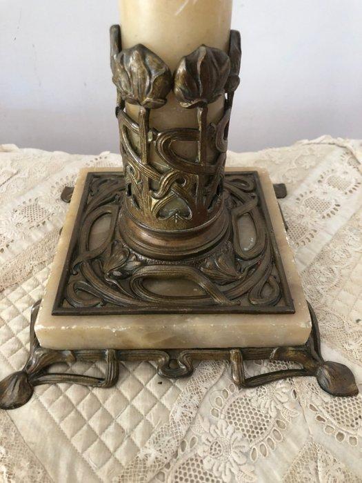 Lampe - Verre, Marbre, Bronze, Laiton, Importante lampe à, Antiek en Kunst, Antiek | Overige Antiek