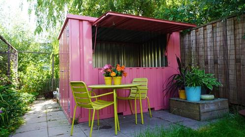 abri de jardin avec auvent, Tuin en Terras, Tuinhuizen