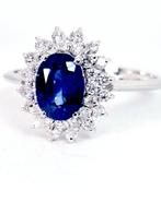 Bague - 18 carats Or blanc Saphir - Diamant