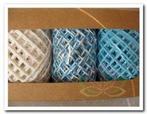 Touw Koord 3rol 15meter Turqouise-Wit Touw Koord 3rol, Nieuw