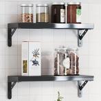 vidaXL Plankdragers 4 st 15x2,5x11,5 cm roestvrijstaal zwart, Verzenden, Nieuw