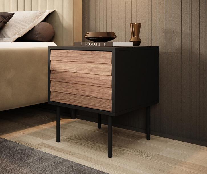 Meubella Nachtkastjes | Set van 2 | eiken zwart 45cm 1 deur, Huis en Inrichting, Kasten | Overige, Nieuw, Verzenden