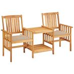 vidaXL Tuinstoelen met tafeltje en kussens massief, Tuin en Terras, Verzenden, Nieuw