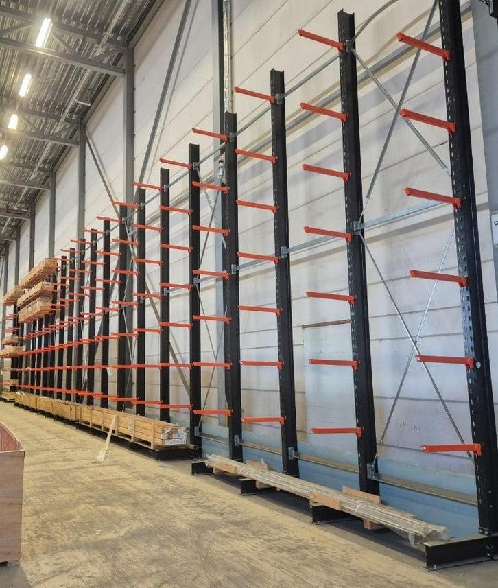 Draagarmstelling enkelzijdig H7000 x D700mm blauw/oranje, Articles professionnels, Aménagement de Bureau & Magasin | Entrepôt, Rayonnage & Stockage