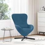 vidaXL Donkergrijze Fauteuil Blauw Standaard Stof en Metaal, Huis en Inrichting, Verzenden, Nieuw