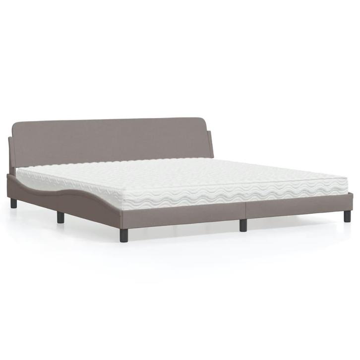 vidaXL Bed met matras Dover stof taupe 200x200 cm, Huis en Inrichting, Slaapkamer | Bedden, Nieuw, Verzenden