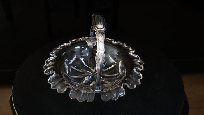 Panier à bonbons - Argent 835 - Cristal et argent, Antiquités & Art, Antiquités | Argent & Or