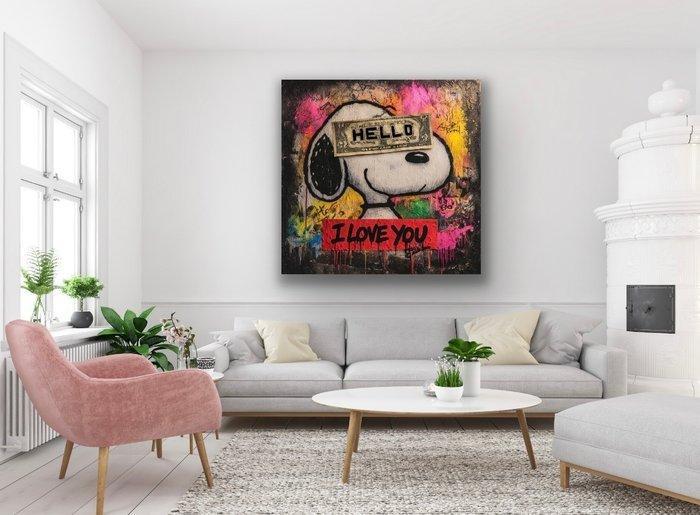 Eric Brumette - SNOOPY I LOVE YOU Toile L, Antiek en Kunst, Kunst | Designobjecten