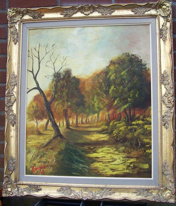 Hilaire Bals (1940) - Bosgezicht., Antiek en Kunst, Kunst | Schilderijen | Klassiek