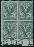 Koninkrijk Italië  - Bloemen 5 c. groen n. 70 in kwatrijn, Gestempeld