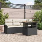 vidaXL Tuinbank Set met opslag 5 pcs Zwart Poly rattan, Tuin en Terras, Verzenden, Nieuw