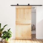vidaXL Schuifdeur met beslag 100x210 cm massief grenenhout, Doe-het-zelf en Bouw, Deuren en Vliegenramen, Verzenden, Nieuw