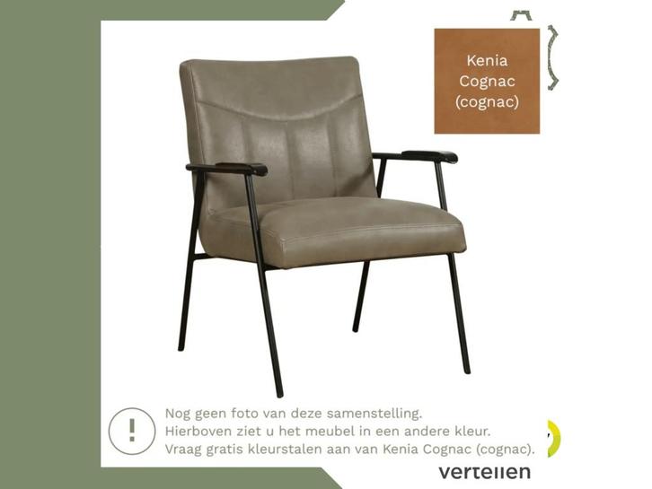 Leren fauteuil Beam - Kenia Cognac (cognac), Huis en Inrichting, Fauteuils, 50 tot 75 cm, 75 tot 100 cm, Nieuw, Leer, Ophalen of Verzenden