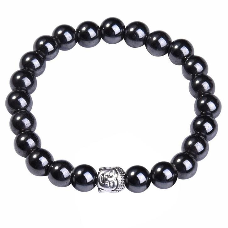 Fako Bijoux® - Buddha Armband - Hematiet - Boeddha Hoofd -, Handtassen en Accessoires, Armbanden, Verzenden