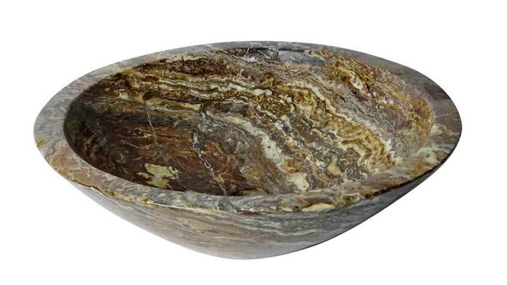 Sanifun Waskom Rufa okergeel travertin rond, Bricolage & Construction, Sanitaire