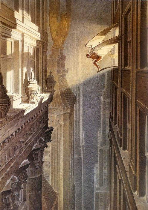 Schuiten, François - 1 Offset Print - Vol de nuit - 1000, Boeken, Strips | Comics