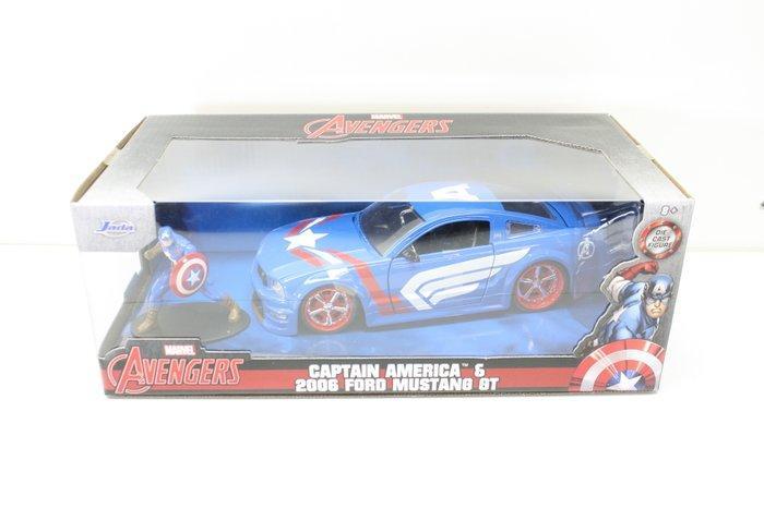 Marvel Captain America & 2006 Ford Mustang GT - 1:24 - Jada, Verzamelen, Film en Tv