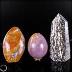 Natuurlijke jaspis-agaat-set (vrijvorm, ei, obelisk) –