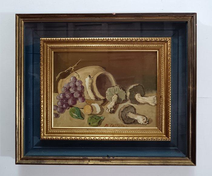 Marcello Castellani (XX) - Senza titolo - Funghi su tavolo, Antiek en Kunst, Kunst | Schilderijen | Klassiek