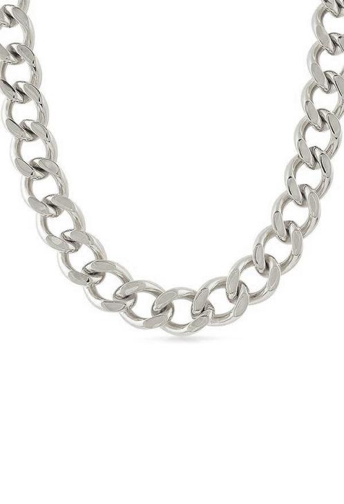 Lange Dikke Zilverkleurige Ketting 14mm Aluminium 925 Verzil, Handtassen en Accessoires, Kettingen, Zilver, Nieuw, Ophalen of Verzenden