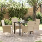 vidaXL Tuin Eettafel Set met kussen 5 pcs Beige poly rattan, Tuin en Terras, Verzenden, Nieuw